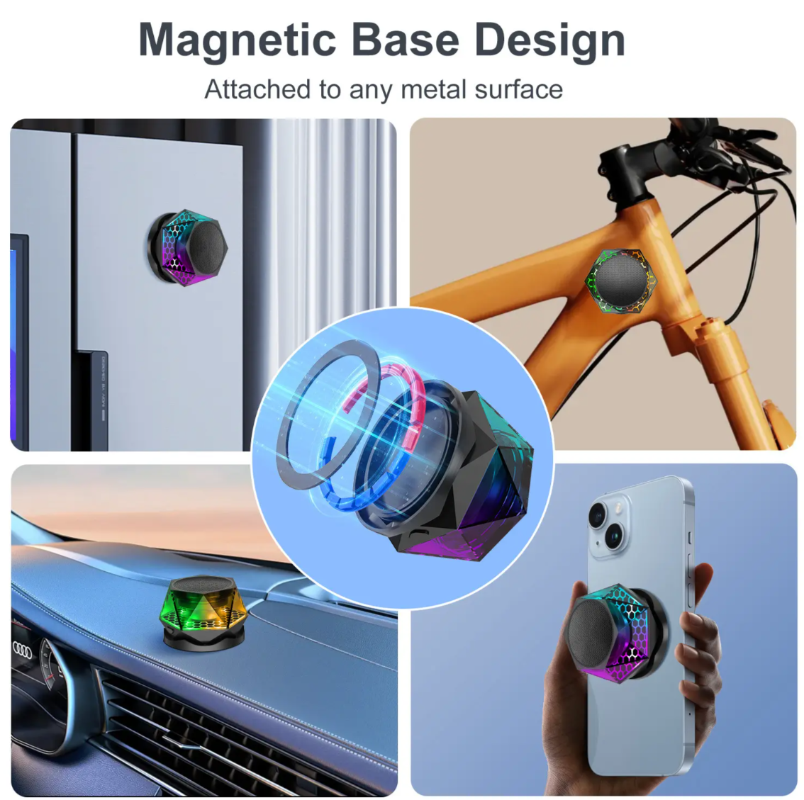 RGB Magnetic Bluetooth Mini Speaker | Wireless Speaker & Phone Holder