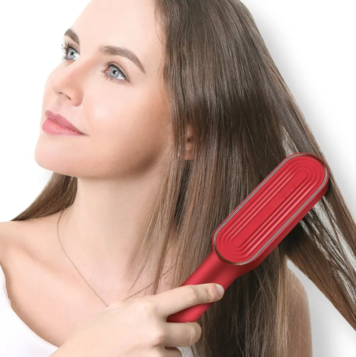 Dual-Use Electric Hair Straightener Comb – LCD Display, Fast Heating, Tourmaline Ceramic