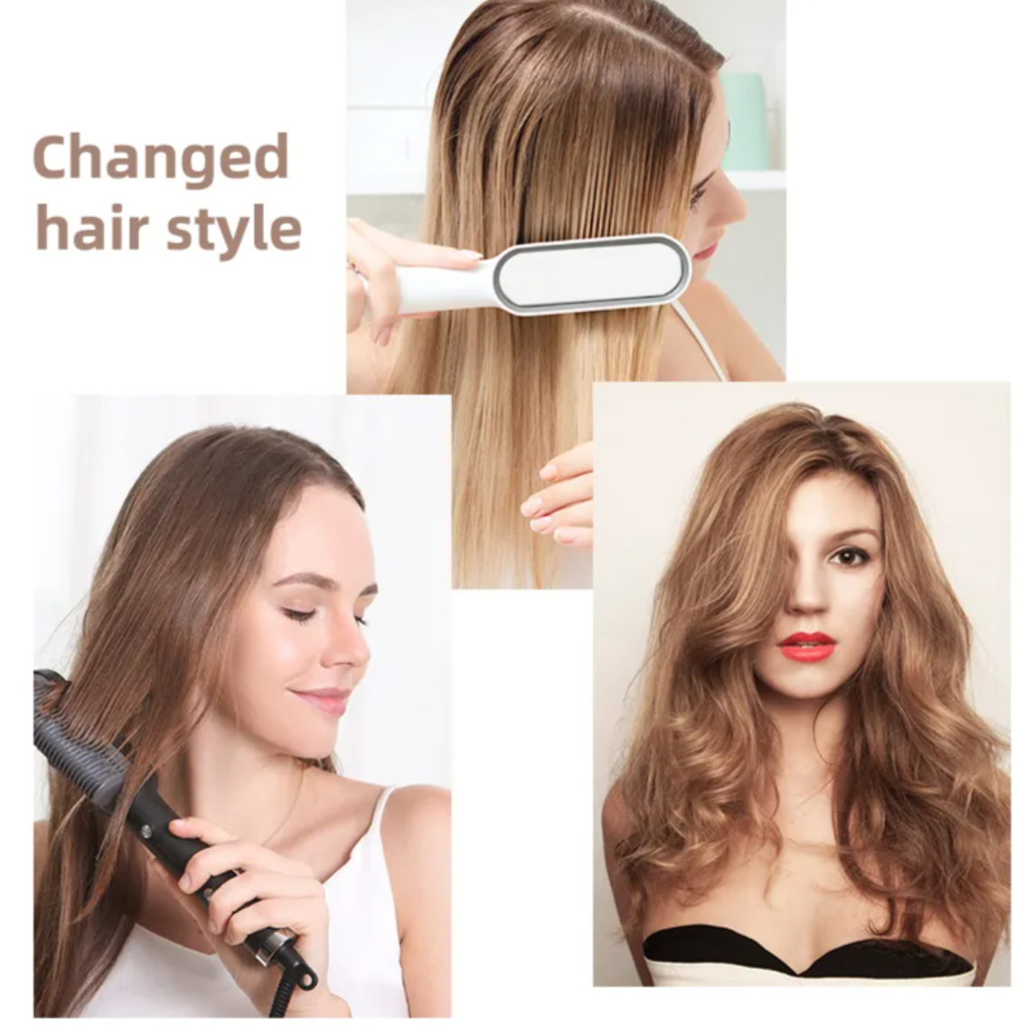 Dual-Use Electric Hair Straightener Comb – LCD Display, Fast Heating, Tourmaline Ceramic